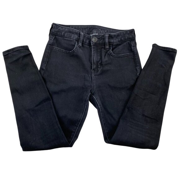 American Eagle Women's Jeans Size 2 High-Rise Jegging Short Black Stretch Denim - Picture 2 of 15